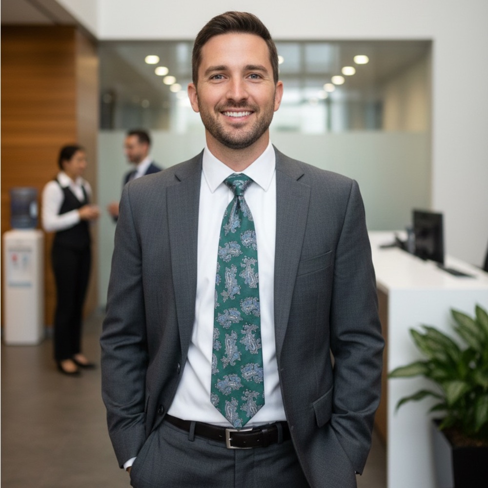 Boston Trader’s Retro Vintage Green Paisley Patterned Neck Tie